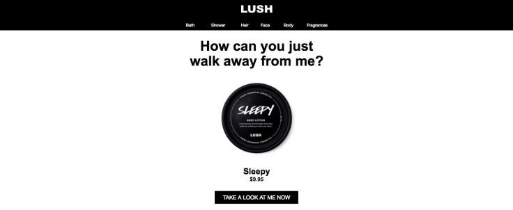 Lush powerful cta abandoned cart email example