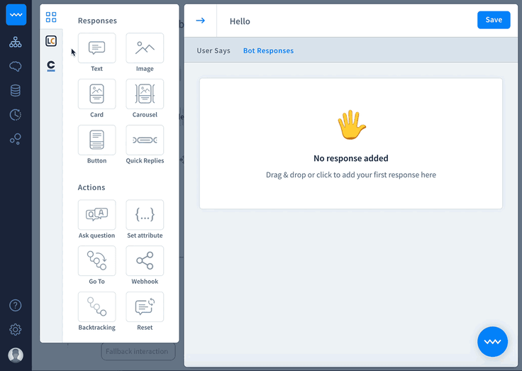 Chatbot building scenario gif