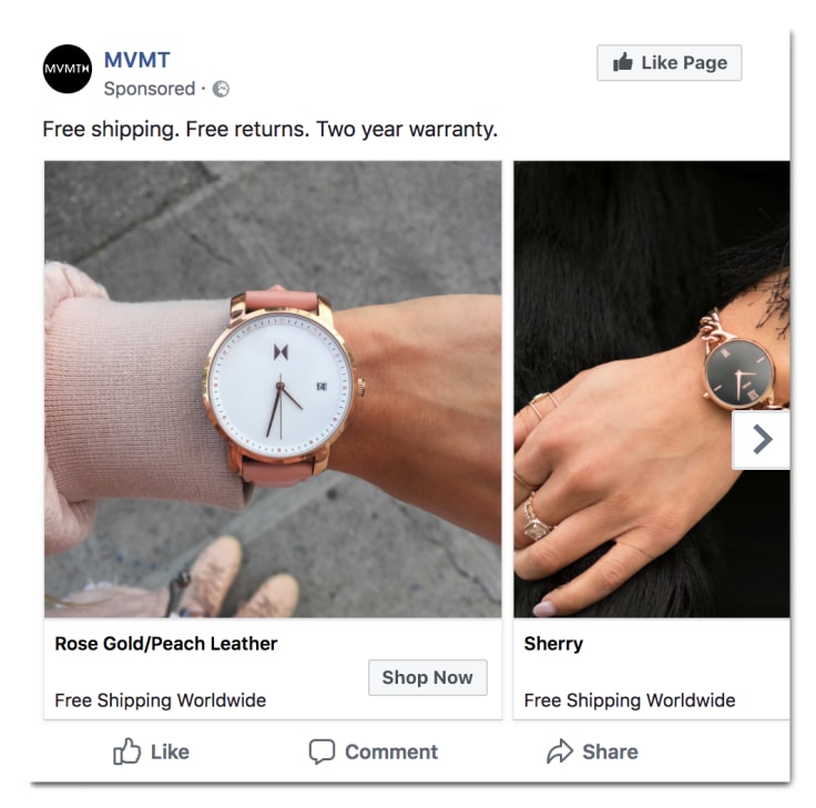 MVMT retargeting facebook ad