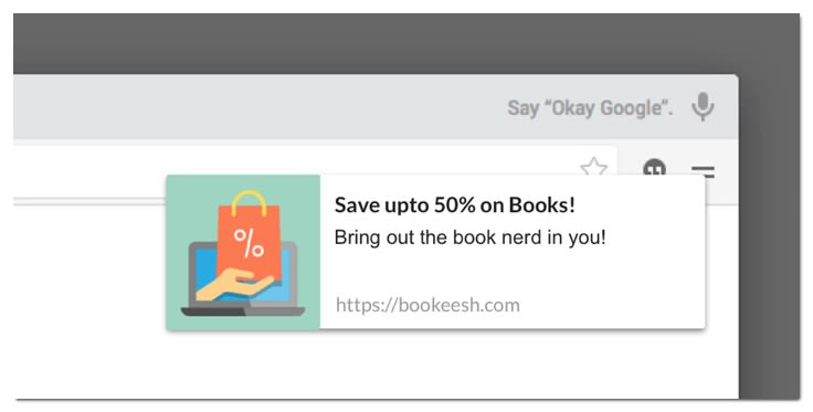 Browser push notifications example books discount