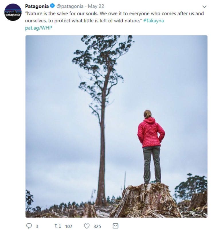 Patagonia clothing twitter post