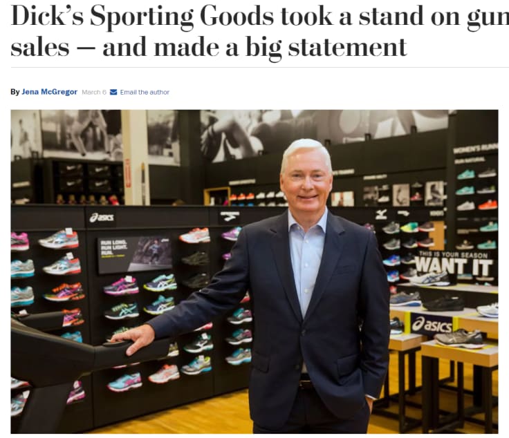 Dick sporting goods stop selling firearms article