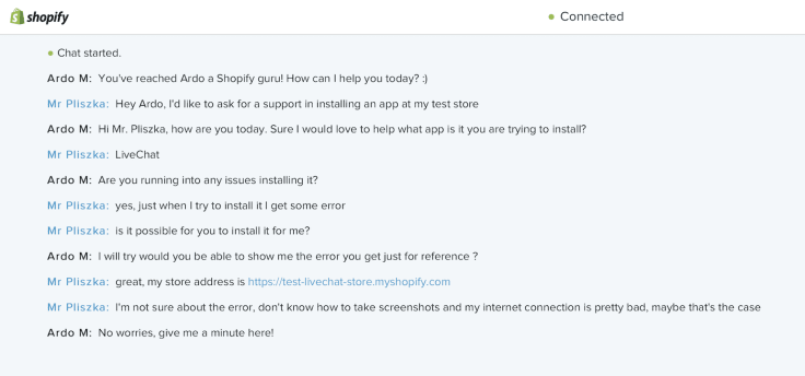 Shopify live chat support