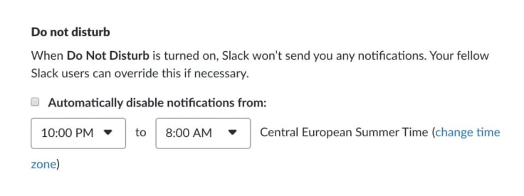 Slack do not disturb mode