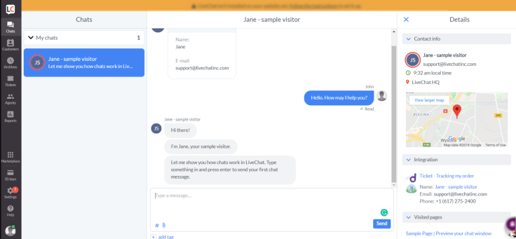 LiveChat chat window agent app