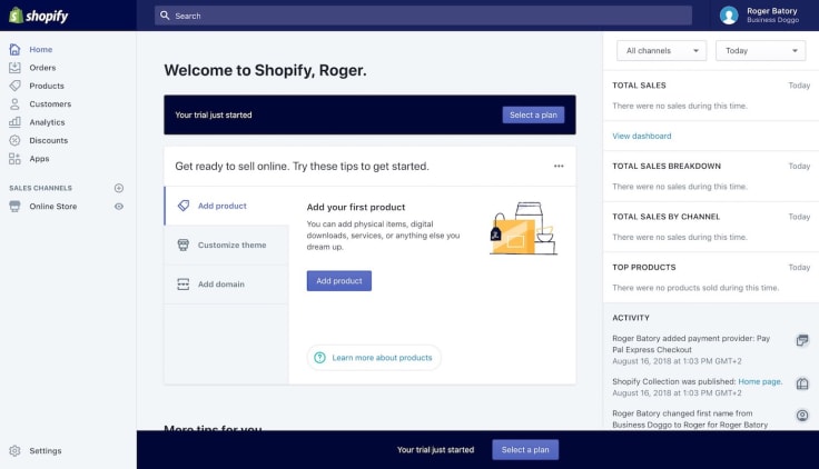 Shopify dashboard adding product