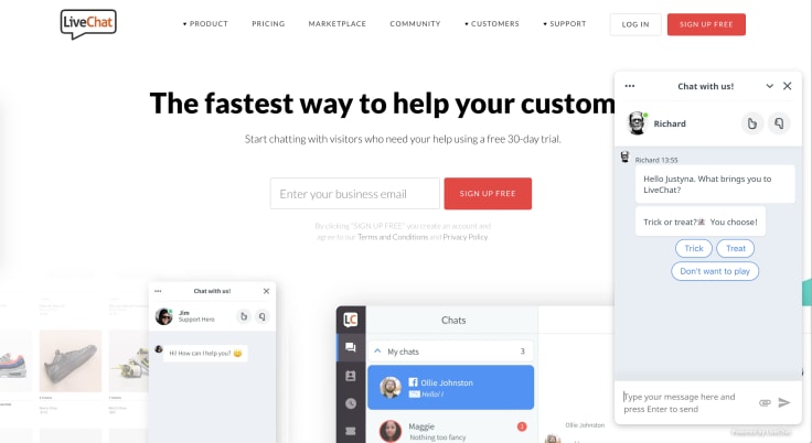 Halloween lead generation chatbot livechat example