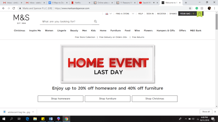 mMarks&spencer home event discount homepage