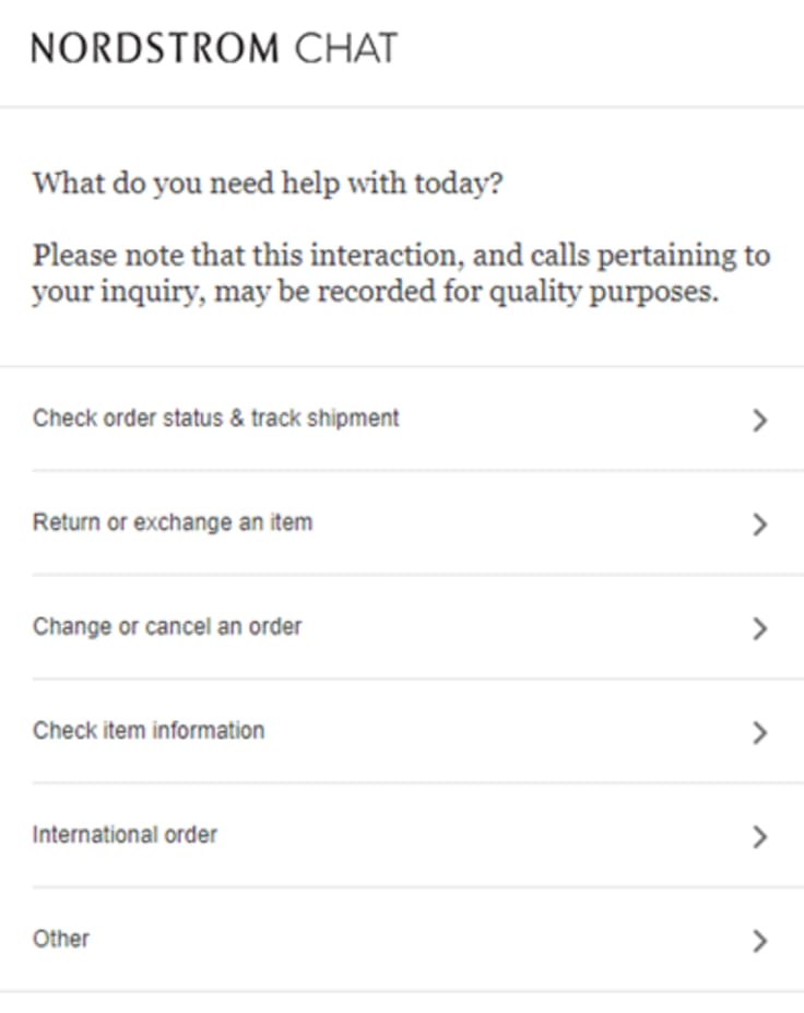 Nordstrom chat