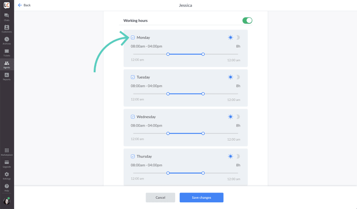 Schedule working days for agents