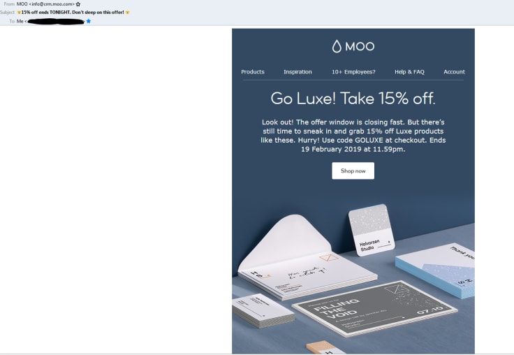 Moo email screenshot