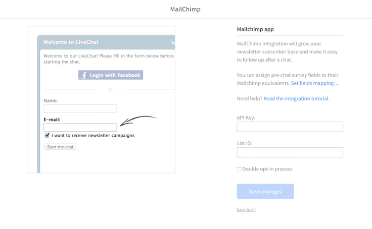 LiveChat Mailchimp integration