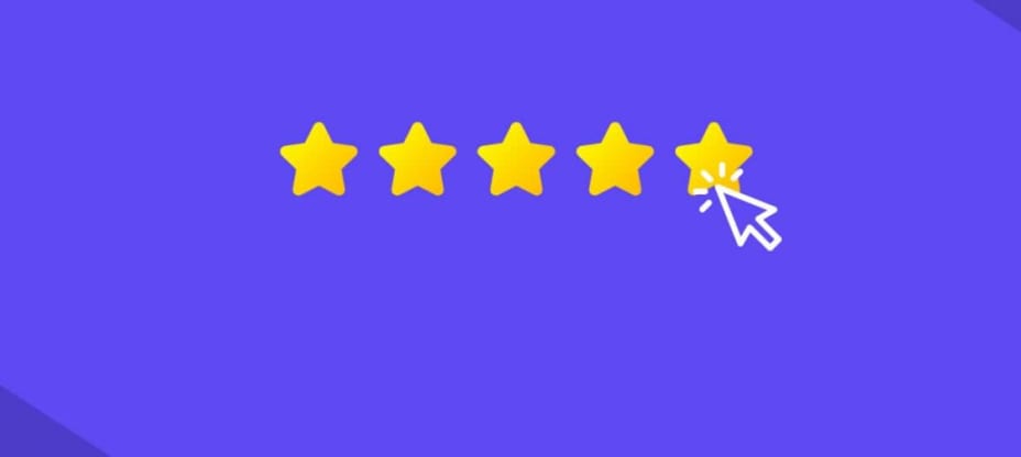 five gold stars on a violet background