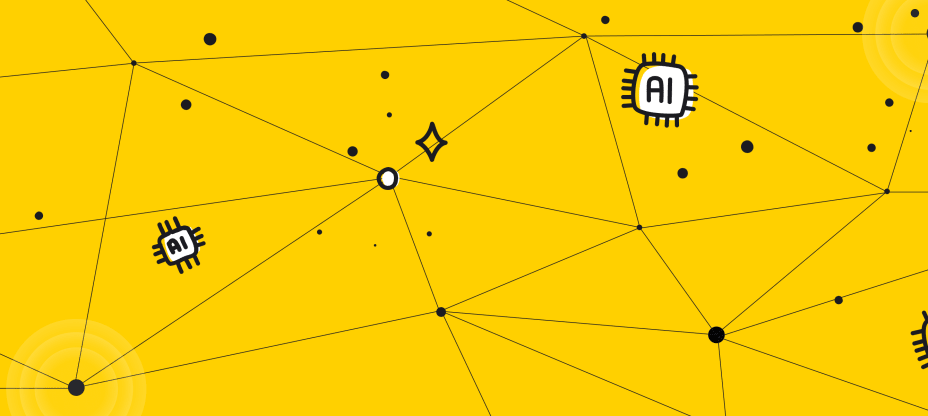 AI trends web on a yellow background