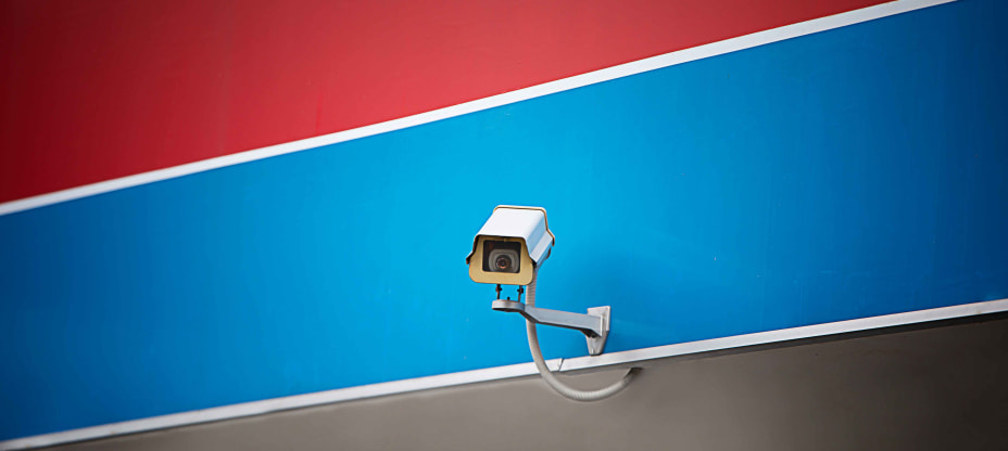 security camera on a wall