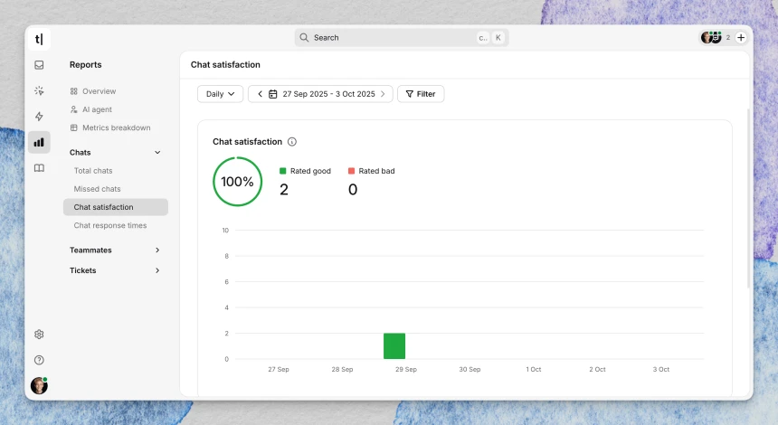 Chat satisfaction report
