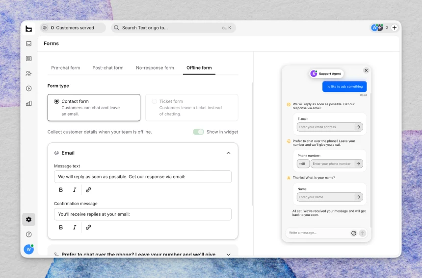 Offline form in Settings