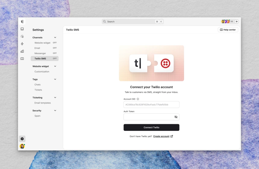 Twilio channel configuration
