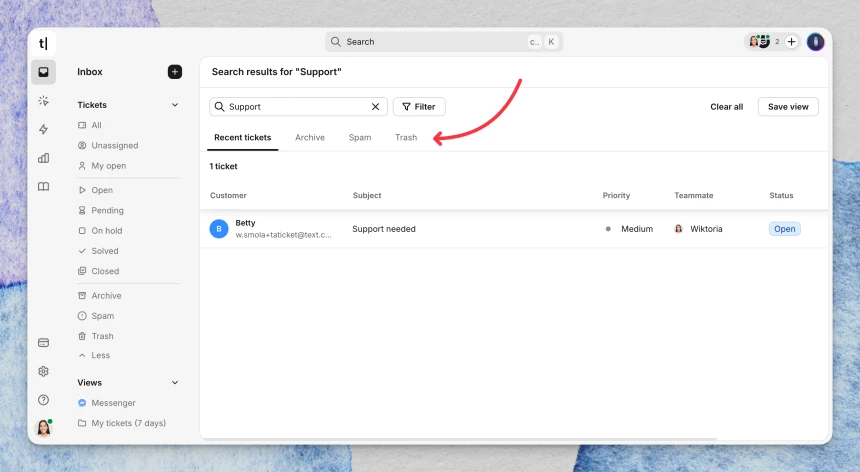 Archive, Trash and Spam folders
