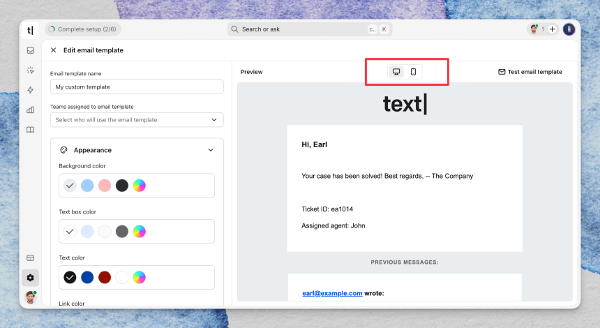Email template preview