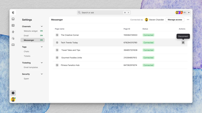 Messenger channel configuration