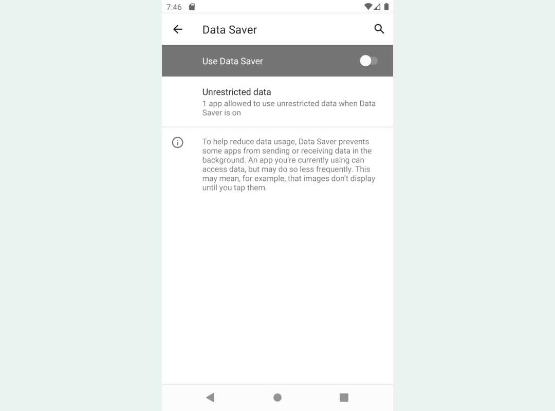 Data saver on Android