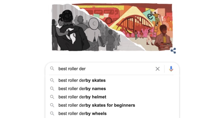 google autocompletes roller derby