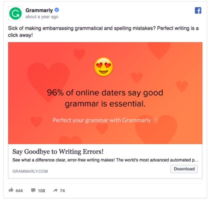 grammarly facebook page