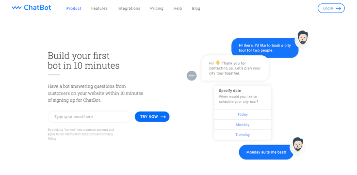 chatbot landing page