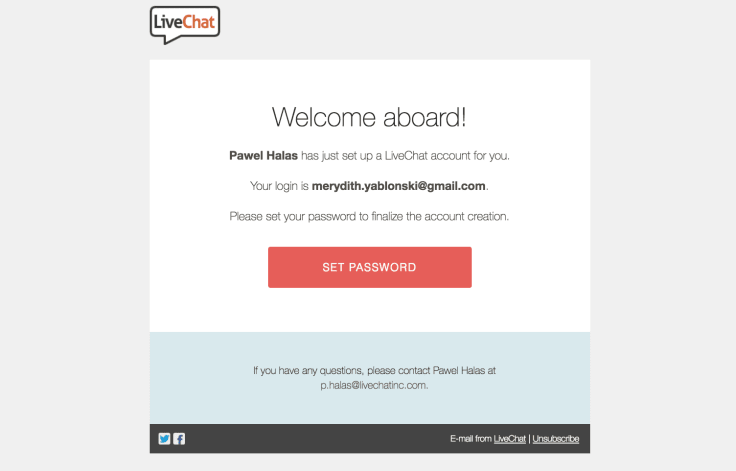 livechat email invitation