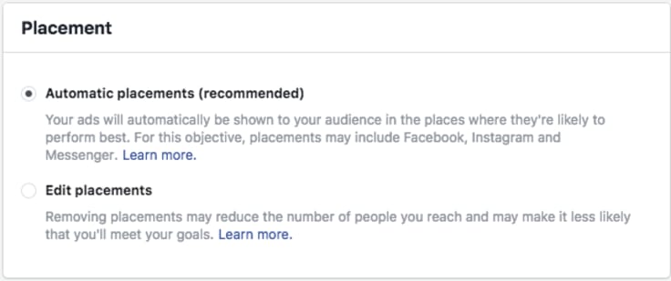 facebook ads placement