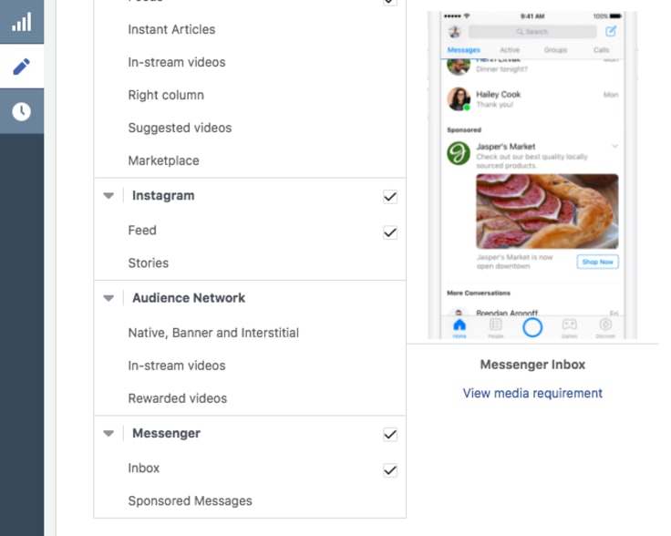 facebook messenger ads placement