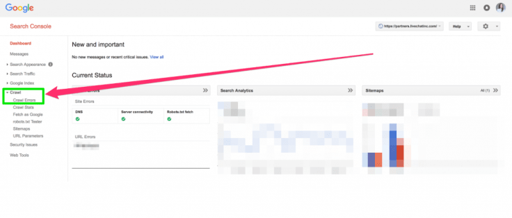 google search console crawl errors section