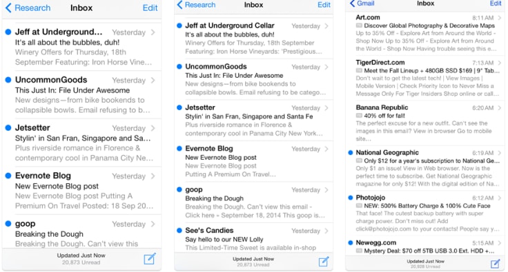 iphone mail inbox screenshots