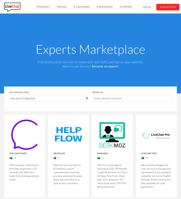 livechat marketplace
