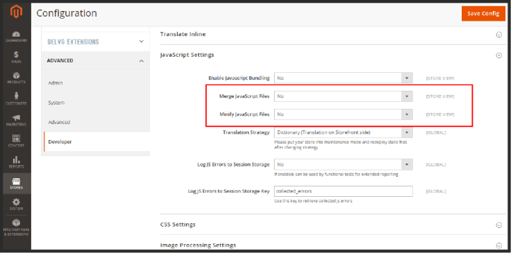 Magento ecommerce store JavaScript settings &amp; CSS files configurator 