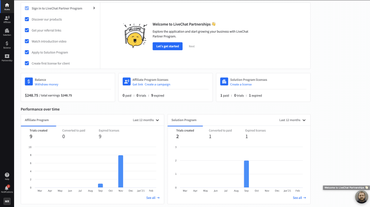 affiliate dashboard