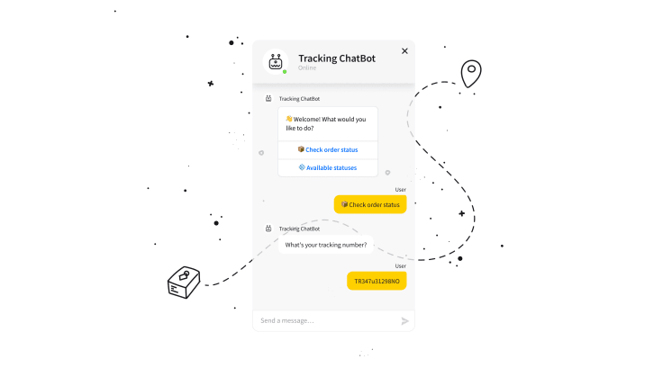 chatbots helping the user to track their package