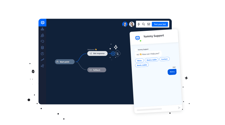 Testing tool in chatbot visual builder