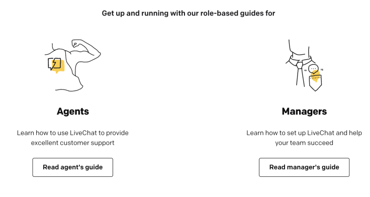 role-based guides inside the livechat customer knowledge base