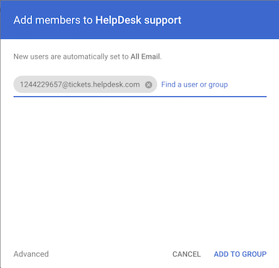 Adding a forwarding address in Google Groups.