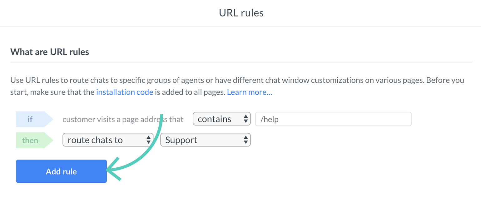 Add a new url rule in LiveChat