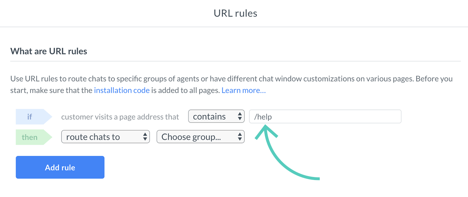 Assign a website address to a url rule