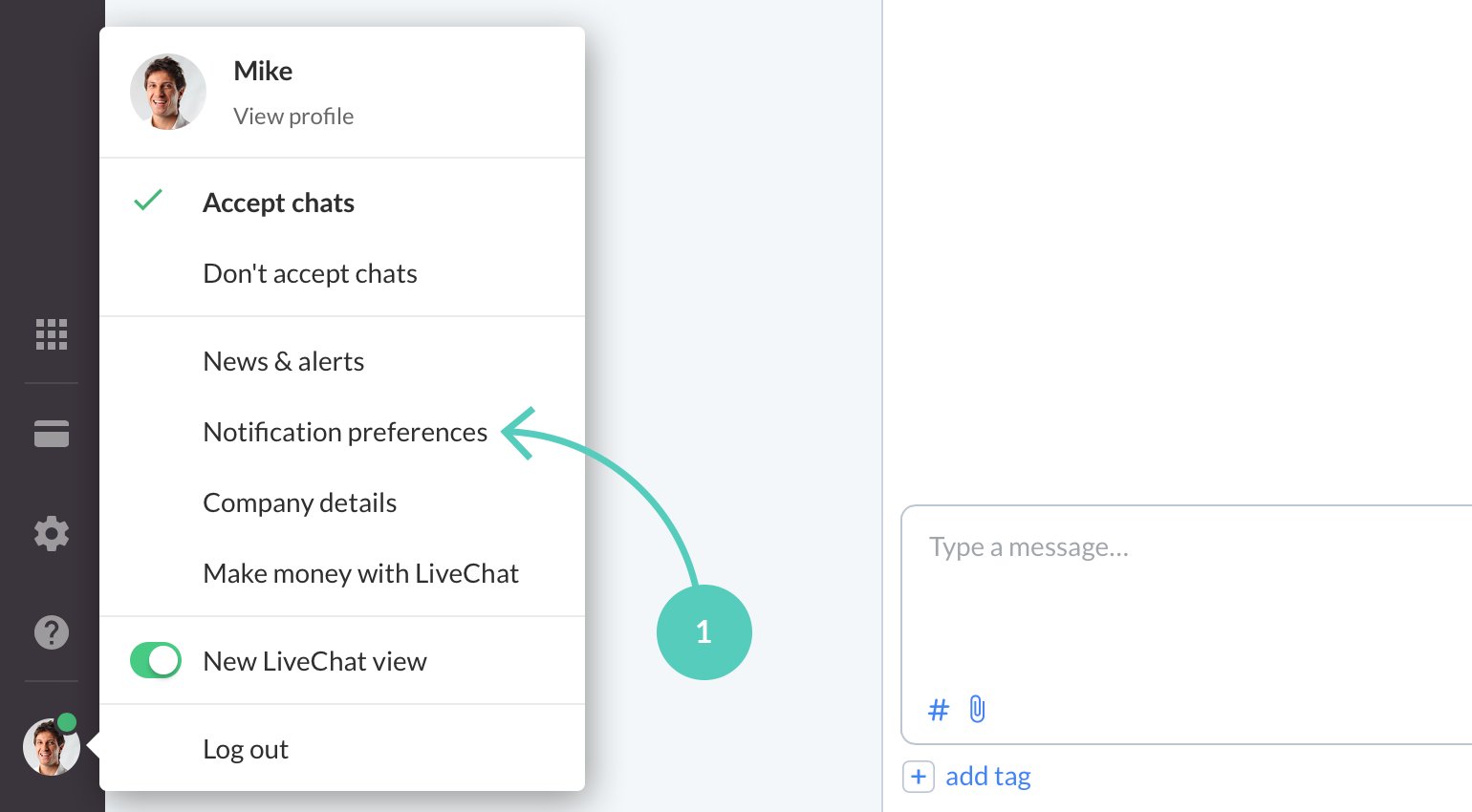Change LiveChat notification preferences