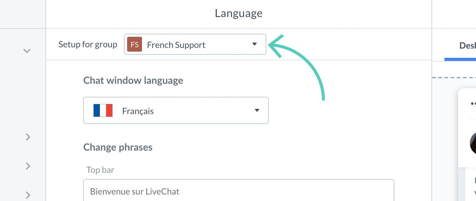 Change language settings for a specific group