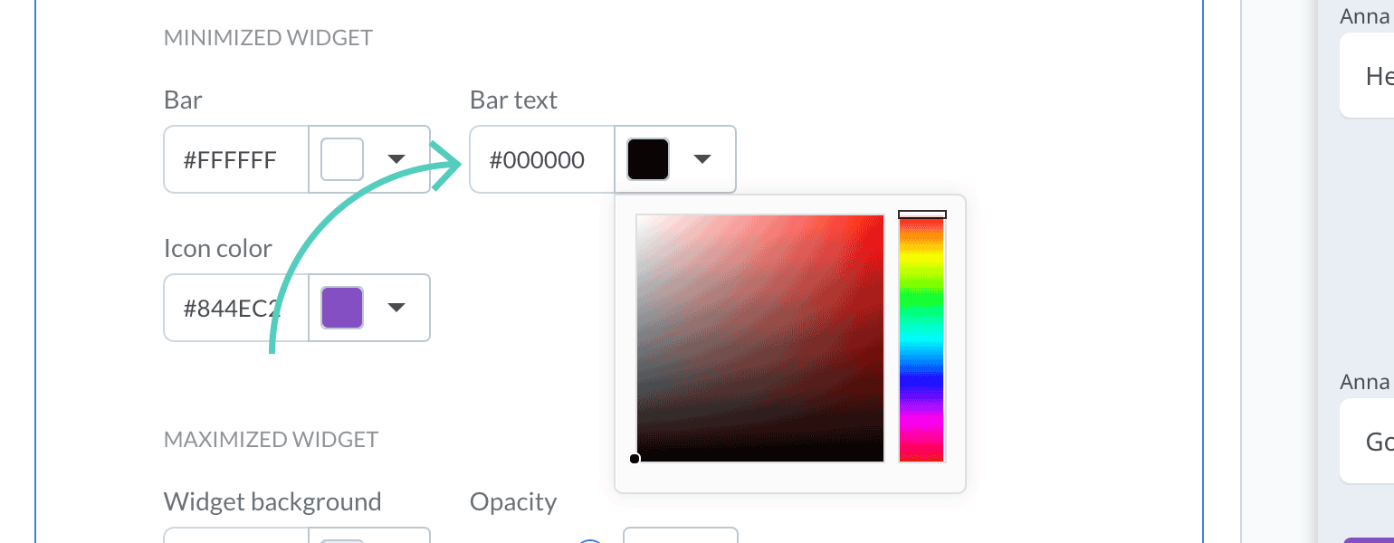 Chat widget configurator: Choose any color you like