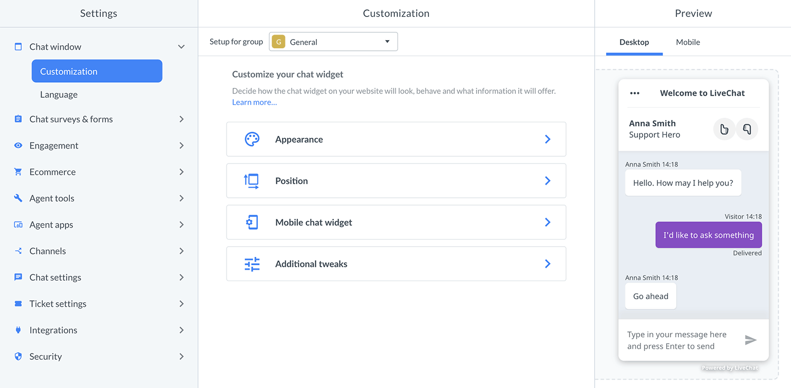 Customize Your Chat Widget Livechat Help Center