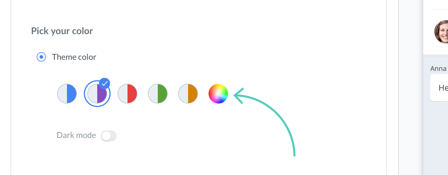 Chat widget configurator: pick your theme color
