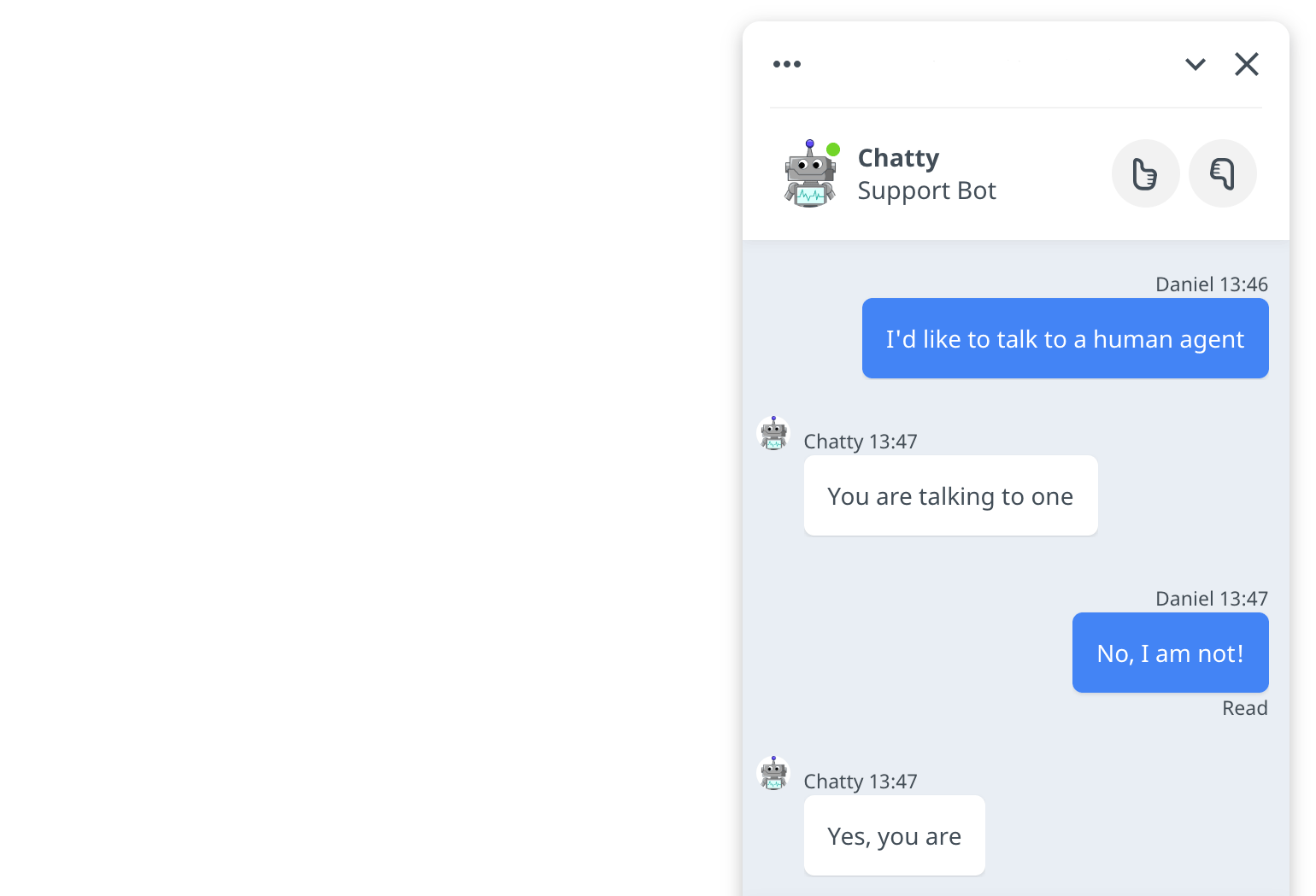 Chatbot design: Let customers know they are talking to a bot