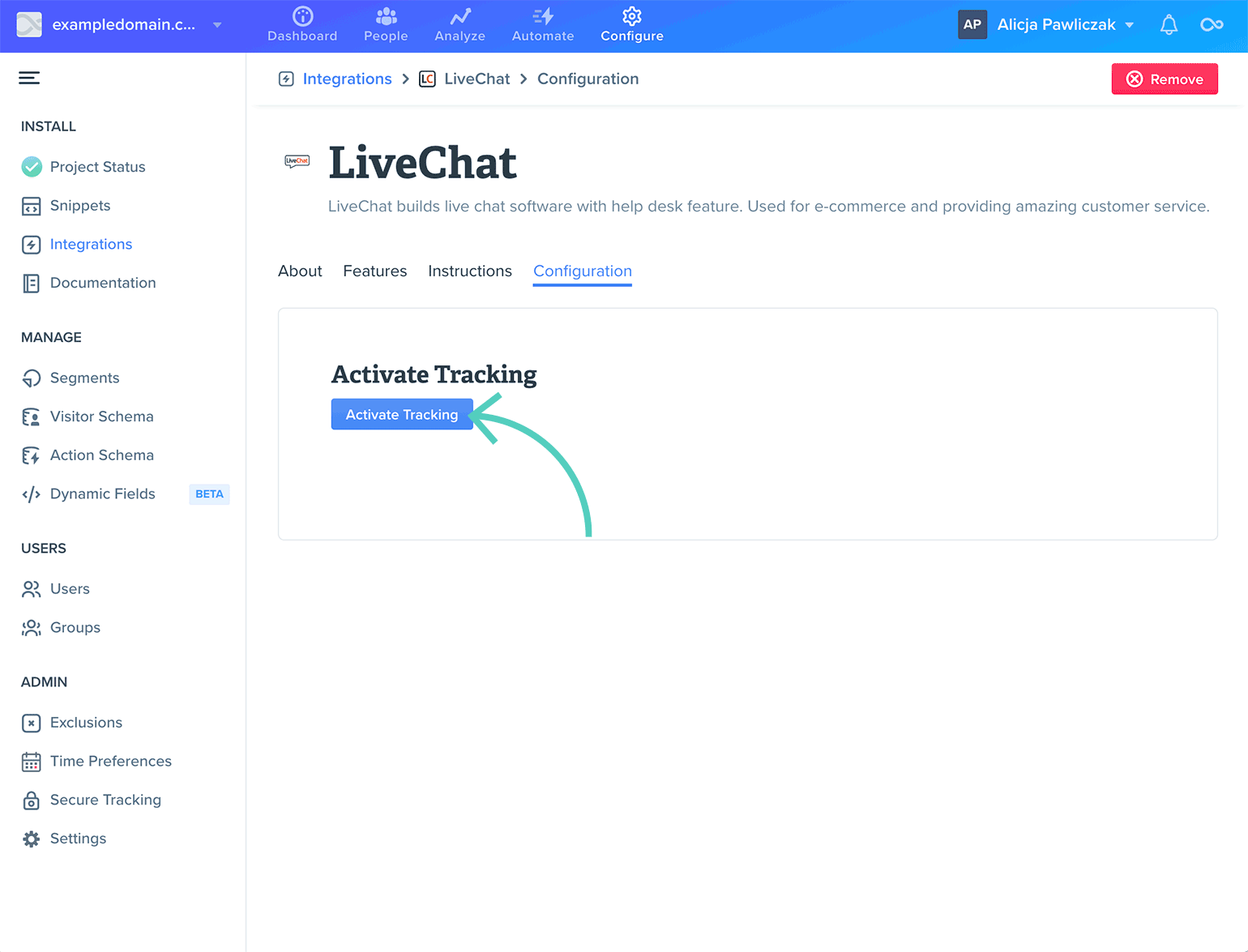 Click on Activate Tracking